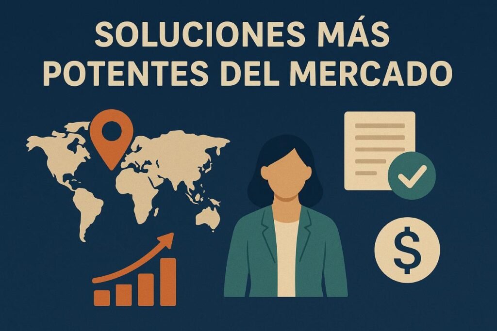 Soluciones más potentes del mercado, mostrando su alcance geográfico, modelo de entrega, ventajas SEO, precios y casos de éxito